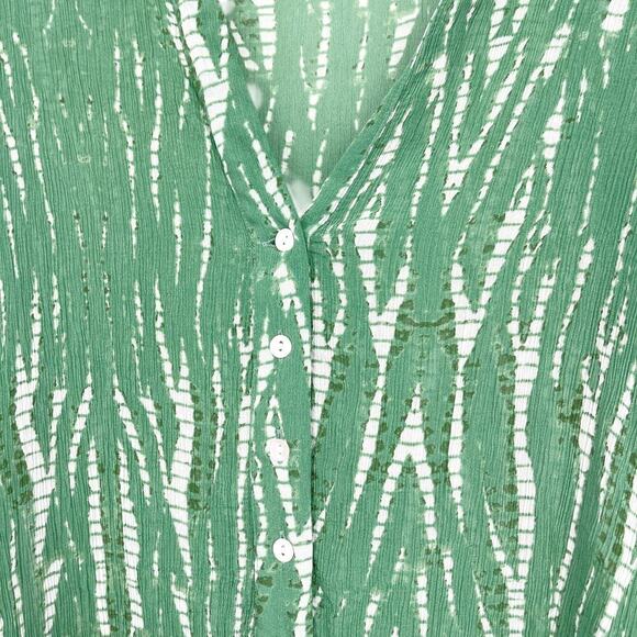 ZARA Green Printed Pajama Style Resort Set Top & Pants Small Medium Boho - Picture 8 of 12